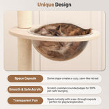 BUMUBI Rattan Cat Climbing Tower Condo with Scratching Post,Capsule,Basket,and Bed Modern Heavy Duty Cat Tree for Indoor Cat Large Adult