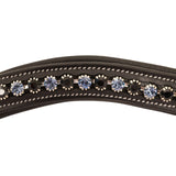 Exion Horse Browband for English Bridle | Curved Shape Padded Equestrian Browband for Show & Dressage | Black & Turquoise Blue Crystal Browband for Horses