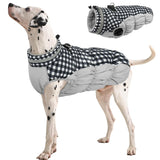FUAMEY Dog Coat for Large Dogs,Waterproof Dog Winter Jacket with Harness Built in Puppy Cold Weather Coats Reflective Pet Vest with Zipper Warm Fleece Dogs Snowsuit Windproof Checkerboard XL