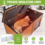 GUTINNEEN Extra Large Heated Dog House Insulated Dog Kennel Winter Shelter with Safe Thermostat-Controlled Heating Pad, Chew-Proof Metal Frame, 6-Sided Thermal Liner for Large Dog Breeds (Brown)