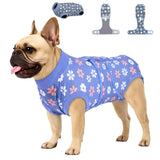 PetWarm Dog Surgical Recovery Suit Male, Dog Bodysuit for Sensitive Skin Areas, Surgical Suit for Dogs Abdominal Affected Areas Bandages, Substitute E-Collar and Cone, Flower Pattern, Blue, XS