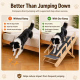 2-in-1 Dog Ramp for Bed and Couch, Wooden Pet Stairs for Small and Medium Dogs and Cats, 25.2" Foldable Pet Steps with 2 Adjustable Heights, Anti-Slip Felt Surface, Side Rails