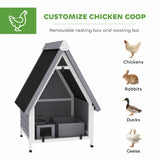PawHut Chicken Coop for 2 Hens, Outdoor Wooden Chicken House with Removable Nesting Box & Roosting Bar, Tray, Ramp, Poultry Cage Rabbit Hutch, 31" x 29" x 43", Grey