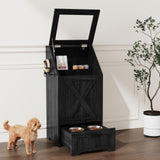 Dog Feeding Station with 2 Elevated Bowls, Dog Food Storage Cabinet with Pet Toy Organizer and Flip Top Pet Feeding Station,Hidden Pet Feeder Station