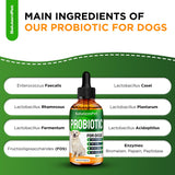Probiotics for Dogs | Liquid Probiotics for Dogs and Puppies | Prebiotic & Digestive Enzymes | Gut Flora Support and Digestive Care | Bacon Taste | 2 Oz