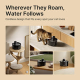 Wireless Cat Water Fountain, Cat Fountain Battery Operated, 78oz/2.3L Pet Water Fountain Cordless, 4000mAh Rechargeable Automatic Fountain with Motion Sensor, Ultra-Quiet Pump & Locking Lid, Black