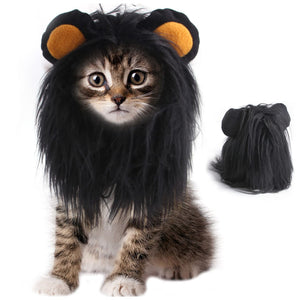 ITESSY Cat Halloween Costumes- Black Lion Mane Wig Pet Costumes Hat for Halloween Christmas Dress Up Accessories Decoration for Kitten Cats,Size M