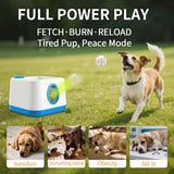 RERBIO Automatic Dog Ball Launcher, Auto/Manual Paw-Activated Dog Ball Thrower, 3 Adjustable Distances Rechargeable Interactive Dog Toy, Indoor Outdoor Self Play Pet Toy with 4 Chew-Resistant Balls
