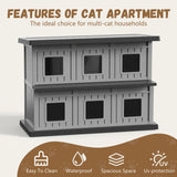 DRATO Outdoor Cat House Resin Double-Decker Cat Houses for Cats Weatherproof Large Space Cat Shelter Indoor & Outdoor Use