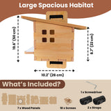 FAUBIC Large Wooden Squirrel House & Squirrel Box for Outside – DIY Nesting Box Kit with Predator Guard, Easy Assembly Weatherproof Animal Shelter, Tree-Friendly Straps & Backyard Wildlife Habitat