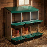 Garvee Chicken Nesting Boxes, 6 Hole Metal Chicken Laying Box with Removable Trays for Chicken Coop, Green
