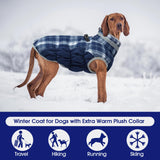 FUAMEY Dog Coat for Large Dogs,Waterproof Dog Winter Jacket with Harness Built in Puppy Cold Weather Coats Reflective Pet Vest with Zipper Warm Fleece Dogs Snowsuit Windproof Blue Plaid 3XL