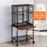 Garvee Large Bird Cage, 54" H Big Bird Cage with Stand for Parakeets Parrots Conures Lovebird Cockatiel Black