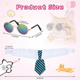 Weewooday 8 Pcs Pet Dog Cat Costume Cat Tie Collar Glasses for Small Dog Round Metal Retro Sunglasses Tie Pet Costume Tuxedo Necktie Collar Puppy Accessories Halloween Cosplay Party(Classic Colors)