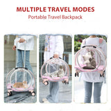 Transparent & Fully Breathable Hard cat Carrier with Rolling Wheels for Dogs, Cats, Multiple Carrying Options, Perfect for Traveling/Taking a Walk