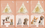 Large Cat & Small Dog Teepee Tent House (Int 26x26x26in/Ext 30x30x33in) for Ragdoll Cat, Mini Schnauzer, Welsh Corgi, Small French Bulldog, Cotton Canvas & Stable Frame