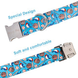 ARING PET Baseball Dog Collar, Cute Spring Summer Blue Heavy Duty Doggy Collars with Metal Buckle for Puppy Small Medium Large Boy Male Dogs-XS