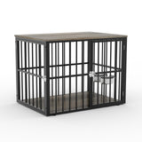 GarveeHome 43" Large Dog Crate Furniture with Double Doors, Heavy Duty Indoor Pet Cage Pet House with Lockable Dog Kennel Furniture & Side End Table for Large/Medium Dogs Wooden Decorative