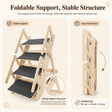 2-in-1 Dog Ramp for Bed and Couch, Wooden Pet Stairs for Small and Medium Dogs and Cats, 25.2" Foldable Pet Steps with 2 Adjustable Heights, Anti-Slip Felt Surface, Side Rails