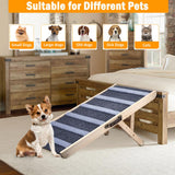 Dog Ramp, Folding Portable Pet Ramp for Dogs and Cats, 43.3" Long High Traction Dog Ramps for Car Bed Couch, 5 Adjustable Height from 15.35” to 23.23”, Rated for 132 lbs