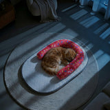 Supet Cat Cooling Mat with Soft U-Shaped Pillow - Breathable Ice Silk Cooling Pad for Cats and Small Dogs - Portable Washable Summer Pet Bed for Indoor, Crates or Travel Use,Pink