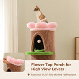 MUTTROS Forest Cat Tree Tower with 4 Condos, 68.5" Tall Cat Tower with Flower Top Bed & Thick Scratching Post (φ3.8in) – Large Heavy Duty Tree that Looks Like a Tree for Indoor & Multi-Cat Households