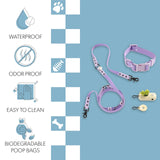 THE LICKER Store WLK1005H-5SET Luna Medium 8FT Adjustable 6-in-1 Waterproof Hands-Free Leash and Collar with LED Flashlight, Bag Dispenser, and Poop Bag Holder, Bramble