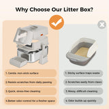 GTPLAYER XL Enclosed Stainless Steel Cat Litter Box with Lid, High-Sided 304 Metal Covered Litter Pan for Large Cats, Leak-Proof Non-Stick Design with Scoop, Step & Mat, Silver Gray