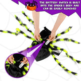 GUDELAK Dog Halloween Costumes, Furry Dog Spider Costume with 64 LED, Giant Spider Halloween Costume for Medium Large Dogs, Funny Dogs Costumes for Cat Pet Halloween Party Cosplay (Green)