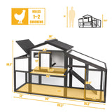 PetsCosset Chicken Coop Wooden, Backyard Hen House Indoor Outdoor for 2-3 Chickens, 2 Story Poultry Cage Chicken Coop and Run, Nesting Box, Pull Out Trays, for Small Animals Duck Rabbit Hen