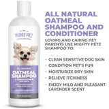 Mighty Petz 2-in-1 Oatmeal Dog Shampoo and Conditioner + 2-in-1 Dog Breath Freshener Spray & Water Additive Bundle