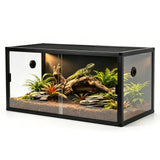 120-Gallon Acrylic Reptile Terrarium 48”x24”x24” – Durable Reptile Tank with Heat-Resistant Aluminum Frame, Smooth Dual Swinging Doors (No Sand/Debris Clogging) – Ideal for Lizards, Snakes & Geckos.
