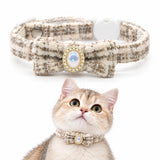 Pearl Bow Tie Cat Collar, Breakaway Adjustable Woven Pet Collar