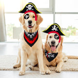 Velmitten 6 Pieces Dog Pirate Halloween Costumes Include Skull Print Hat Pirate Skull Bandana and Eye Patch Set Halloween Cosplay Party for Pet Hat Dress up Costume Accessories