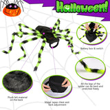 GUDELAK Dog Halloween Costumes, Furry Dog Spider Costume with 64 LED, Giant Spider Halloween Costume for Medium Large Dogs, Funny Dogs Costumes for Cat Pet Halloween Party Cosplay (Green)