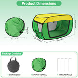 BUMUBI Travel Dog Crate Portable Dog Kennel for Small Dogs Pop Up Soft Dog Enclosure Indoor Outdoor for Medium Dogs Pets Foldable Crate（Green and Yellow-Medium）