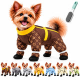 Dog Snowsuit with Attached Boots, Full Body Winter Coat for Dogs