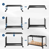 GarveeHome Large Hamster Cage, 3-Tier Gerbil Cages with Running Wheel, Water Bottle, Food Bowl, Ramps, Portable Hamster House with 7 in Deep Glass Bottom for Syrian, Hamster, Gerbils (Metal Black)