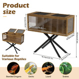 PAKASEPT 80 Gallons Bearded Dragon Tank with Leg Stand,Tempered Glass Reptile Enclosure with Metal Mesh Top,Snake/Lizard Tank for Chameleon,Tortoise,Hecko,Brown