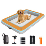 Dog Pool Float | 47×26" Mesh Base | Pets Boat Floats for Small Medium Large Dogs, Hold up to 330 lbs | PVC & 12 mm EVA Covered | Claw-Friendly & Durable | Inflatable Floating Bed for Pool, Lake, Boat