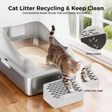 GTPLAYER Stainless Steel Litter Box for Big & Multiple Cats, EasyClean Odor-Resistant Design, High Sided Leak-Proof Litter Box withMat 8 Scoop- Grey 2 Pack