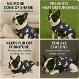 PetWarm Dog Suit for Surgery Recovery, Clothes for Dogs, Dog Bodysuit for Recovery, Cone Alternative for Post-Operative Use, Prevents Licking and Scratching, Unicorn Pattern, Blue, XS