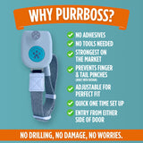 Purrboss Door Leash – Adjustable Cat Door Latch to Keep Rooms Accessible for Pets, Dog-Proof Pet Gate Alternative for Feeding & Litter Box Areas, Strongest, Portable & No Tools or Adhesives