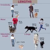 Hands Free Dog Leash, Waist Leash for Dog Walking, Running, Crossbody, Multifunctional, 2 Dogs, Dual Handle, Traditional Lead, Adjustable Lead 4.3ft - 7.5ft, 3/8" (10mm) Diameter.
