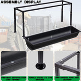 Large Water Troughs for Livestock with 3-Level Adjustable Height Stand - 2 Pack Horse Duty Watering & Feeding Trough Portable Farm Animal Feeder Floor Standing Goat Waterer Bucket
