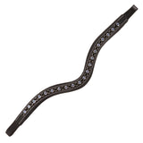 Exion Horse Browband for English Bridle | Curved Shape Padded Equestrian Browband for Show & Dressage | Black & Turquoise Blue Crystal Browband for Horses