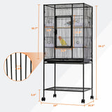 Garvee Large Bird Cage, 54" H Big Bird Cage with Stand for Parakeets Parrots Conures Lovebird Cockatiel Black