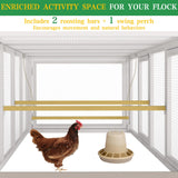 Large Chicken Coop Outdoor with Run, Hen House with Nesting Boxes, Rabbit Hutch Poultry Bunny Cage for 2-4 Chickens with Perches, Removable Tray (Extension Run 80.3" L x 33.5" W x 25" H)