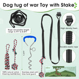 Bungee Tether Tug Outdoor Dog Toy with Stake,Tug of War Dog Toy for Aggressive Chewers to Keep Them Busy,Outdoor Interactive Dog Rope Toy for Medium/Small Dogs,Can Used On Lawns,Trees and Doors