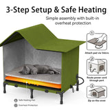 Heated Outdoor Cat House – Weatherproof Winter Shelter for Stray & Outdoor Cats, Insulated & Elevated Design for Porch, Yard, Barn or Garage, Easy Assembly Warm Cat Shelter